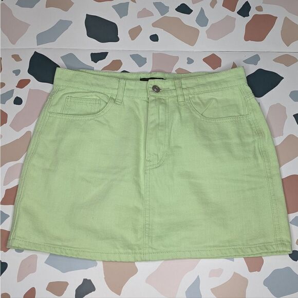 Forever 21 Neon Yellow Denim Jean Skirt size 28 - Picture 1 of 6